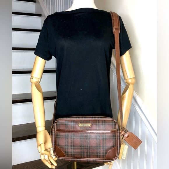 RALPH LAUREN Black Watch Tartan Plaid Crossbody Messenger Bag - Picture 4 of 17